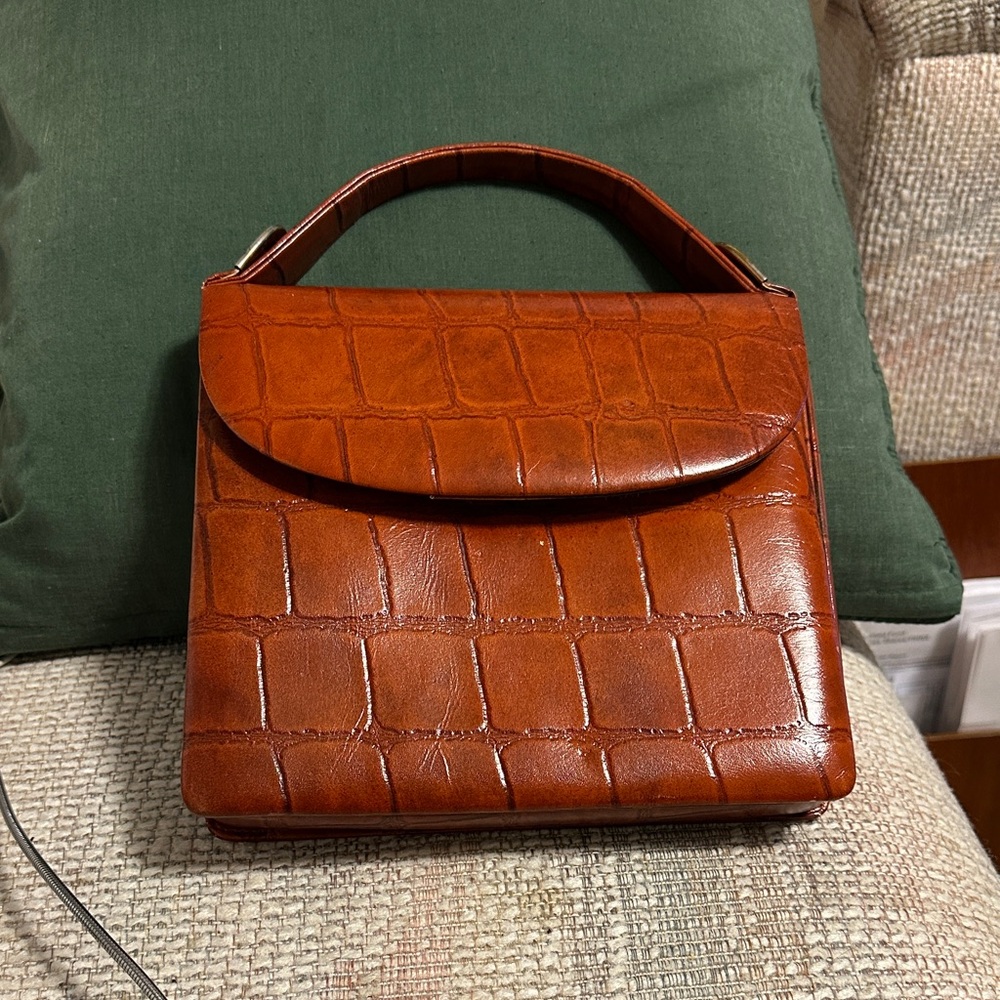Chic Daikokuya Tan Crocodile Pattern Mini Bag